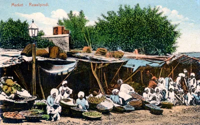 Market, Rawalpindi, Indien, tidigt 1900-tal