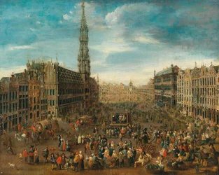 Marknadsscenen på Grand Place i Bryssel, ca. 1670.