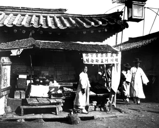 Marknadsstånd, Korea, 1900