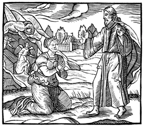 Maria Magdalena ser uppenbarelsen av den uppståndne Jesus Kristus, c1500