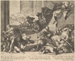 Massacre of the Innocents, förminskad och omvänd kopia efter Aegidius Sadeler, 16001629.