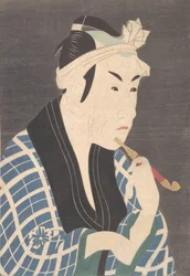 Matsumoto Koshiro IV som fiskhandlaren Gorobei, Troligen l..., Troligen sent 1880-tal eller tidigt 1890-tal.