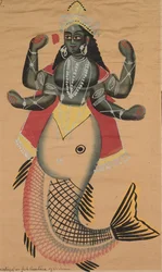 Matsya, fiskinkarnation av Vishnu, 1500-talet.