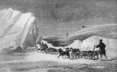 McLintocks Search Party hittar ett av Franklins Cairns vid Cape Herschel, c 1859, 1928