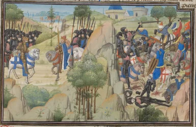 Möte mellan Conrad III av Tyskland och Louis VII av Frankrike. Miniatyr från Historia av William av Tyrus, 1460-talet