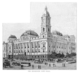 Melbourne Town Hall, Victoria, Australien, 1886