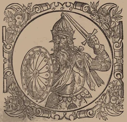 Mindaugas, kung av Litauen Från: Sarmatiae Europeae descriprio... av A. Guagnini, 1578