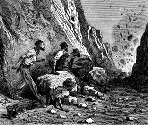 Gruvarbetare sprängning, 1879.