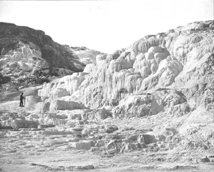 Minerva Terrace, Yellowstone Park, USA, c1900.