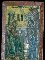 Bysantinsk miniatyrmosaik av bebådelsen, 1300-talet