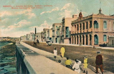 Moderna byggnader i Gulf Avenue, Havanna, Kuba, c1910