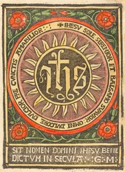 Monogram JHS i en flammande cirkel, ca. 1500.