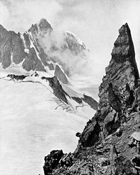 Mont Maudit sett från Aiguille Marbrees, Alperna, tidigt 1900-tal