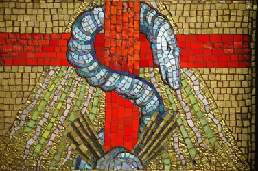 Mosaik. Saint Blaise kyrka. Ormen Vichy Frankrike