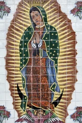 Mosaik av Our Lady of Guadalupe i Nombre de Dios mission, Saint Augustine, USA