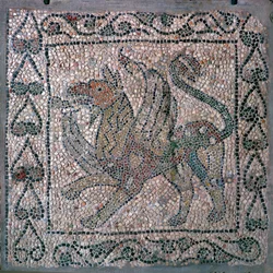 Mosaik av en griffon i kyrkan San Giovanni Evangelista, 1200-talet