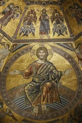 Mosaik som täcker dopkapellet i Firenze duomo. Jesus Kristus, Florens, Italien