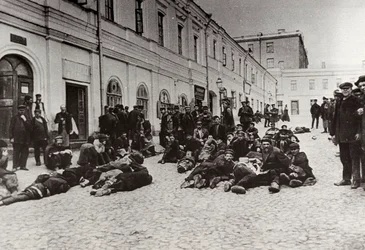 Hemlösa invånare i Moskva, Ryssland, c1904