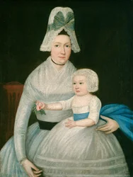 Mor och barn i vitt, ca. 1790.