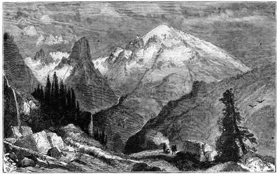 Mount Shasta, norra toppen av Sierra Nevada, Kalifornien, USA, c1870