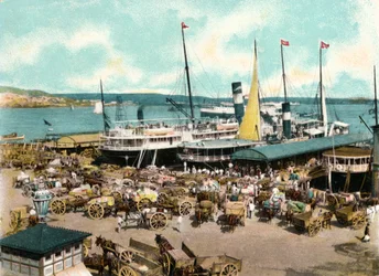 Muelle de Luz hamn med färjor, Havanna, Kuba, 1904