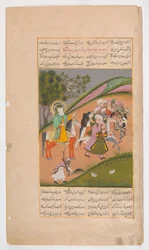 Muhammad och hans anhängare på väg till strid, Folio från en Hamla-yi Haidari, ca. 1820.