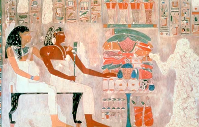 Väggmålning från ädlarnas gravar, Thebe, Luxor, Egypten
