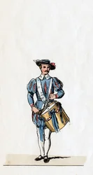 Musiker, kostymdesign för Shakespeares pjäs, Henry VIII, 1800-talet