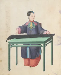 Musiker som spelar Guqin, sent 1700-tal.
