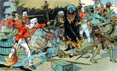 Myterister attackerar tidningen i Delhi, Indian Mytery, 11 maj 1857 c1900
