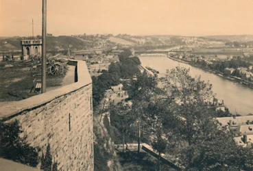 Namur. Tourelle des Guetteurs och Sambre och Meuses sammanflöde, c1900