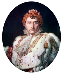 Napoleon I i sin kröningsdräkt, omkring 1804, omkring 1920