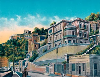 Neapel - Corso Vittorio Emanuele, Hotel Bertolini och Vomero bergbana, c1900.