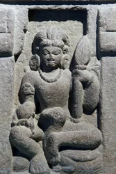 Indiens nationalmuseum, Delhi. Karttikeya. Gupta, 500-talet e.Kr., Varanasi (Uttar Pradesh). Sten. Detalj. Indien.