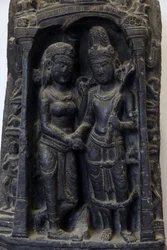 Indiens nationalmuseum, Delhi. Shivas och Parvatis bröllop. Pala