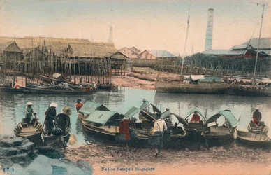 Infödd Sampan Singapore, c1910