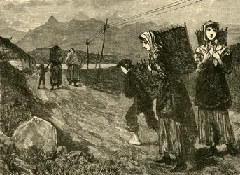 Infödda som går efter torv, 1898.