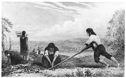 Infödda i Chiloe, Patagonien, med en bröstplog, 1839