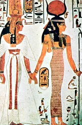 Nefertari och Isis, fornegyptisk väggmålning från en tebansk grav, 1200-talet f.Kr.