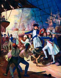 Nelson vid slaget vid Nilen, 1798, c1920