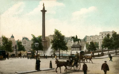 Nelsons Column and Trafalgar Square, London, 1906.