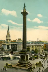 Nelsons Column and Trafalgar Square, London, c1910.