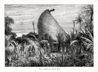 New Caledonian Native Hut, sydvästra Stilla havet, 1877