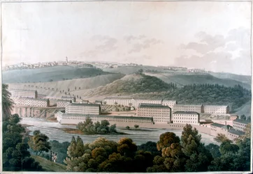 New Lanark Mills, Skottland, c1815