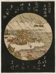 Night Rain on the Karasaki Pine från serien Eight Views of Omi Province, 1770-talet.
