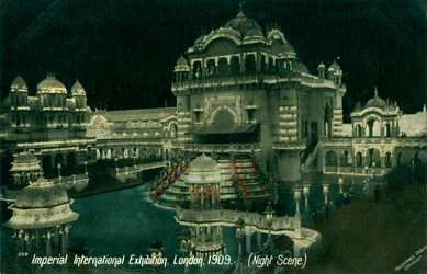 Nattscen vid Imperial International Exhibition, White City, London, 1909