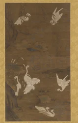 Nio vita hägrar och ett pilträd, Mingdynastin, 1400-talet.