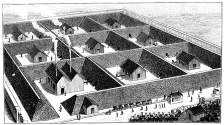 Nitroglycerinbearbetningsanläggning, sprängämnesfabrik, Val Bormida, nära Cengio, Italien, 1888