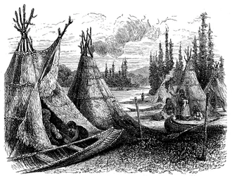 North American Cree indianbosättning sommaren 1874