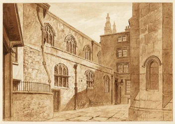 Norra sidan av Guildhall Chapel, City of London, 1886